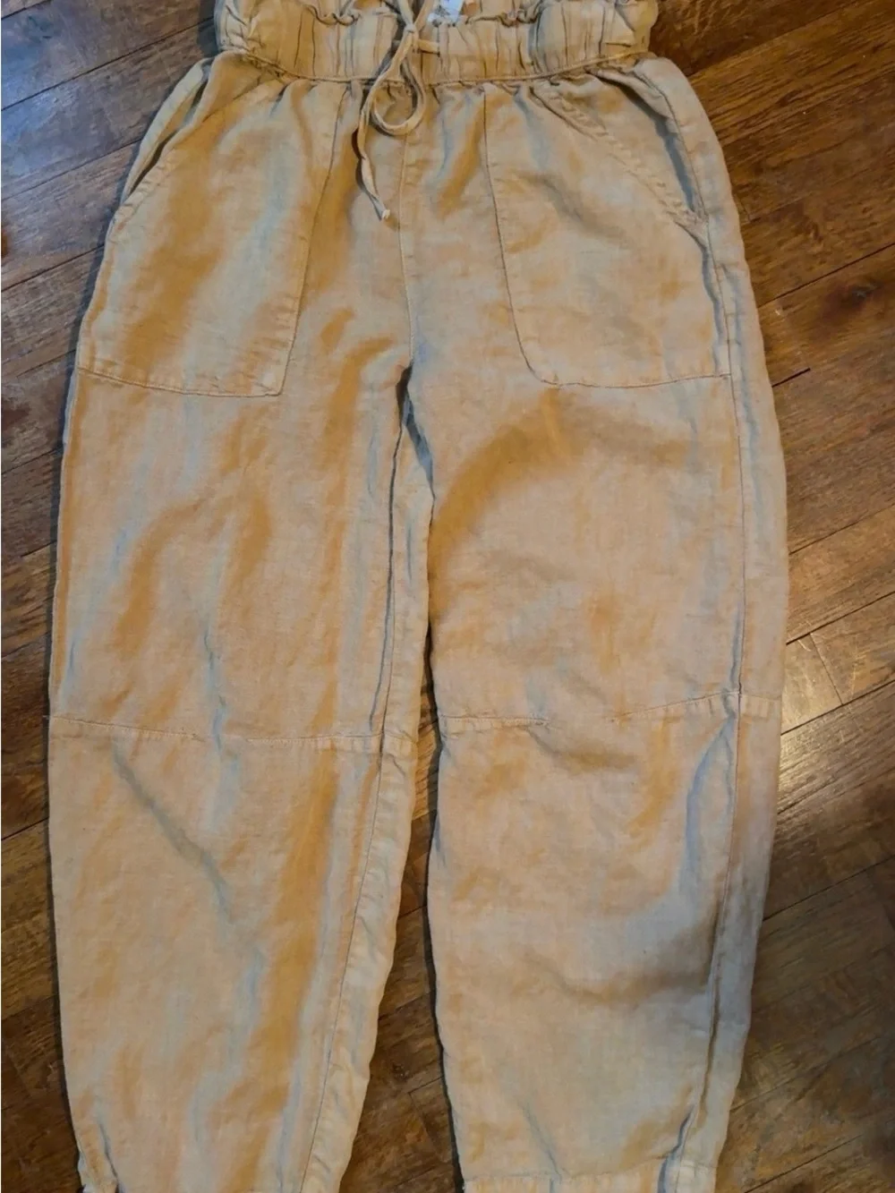 Joie Linen Lyocell Wide Leg Paperbag Pants Neutral Coastal Luxury